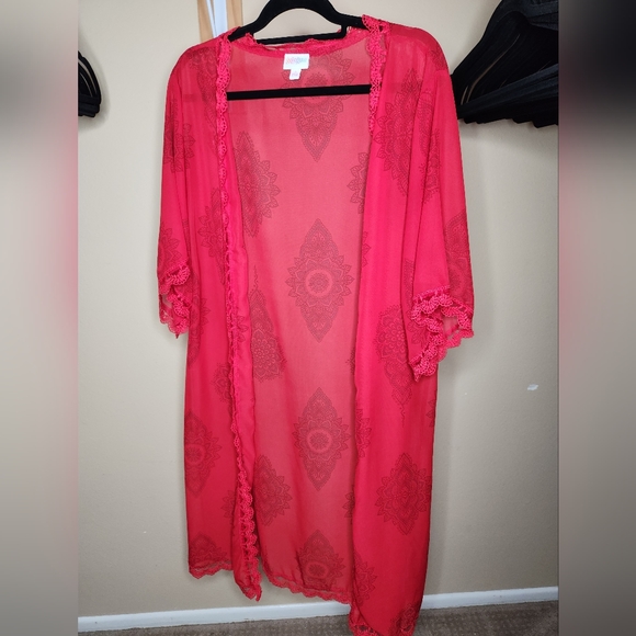 Red Sheer Kimono - Picture 1 of 3